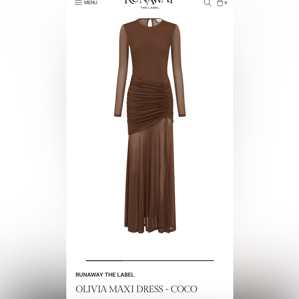 Sheer Ruched Maxi Dress in Chocolate Brown - Picture 7 of 15